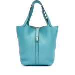 Hermès Bleu Saint Cyr Clemence Picotin Lock 22 Palladium Hardware